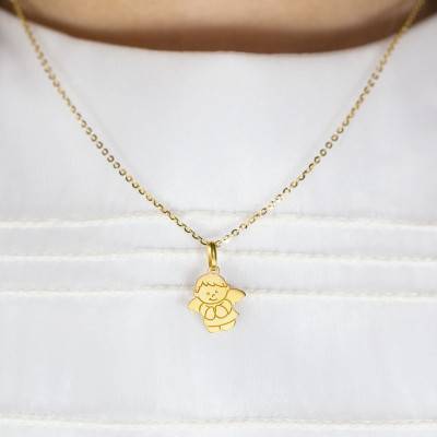 750 Yellow Gold Angel Pendant - Argyor