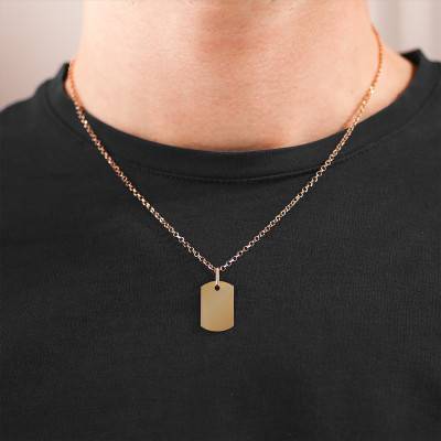 375 Yellow Gold Dog Tag Pendant, 12 x 19 mm - Lucas Lucor