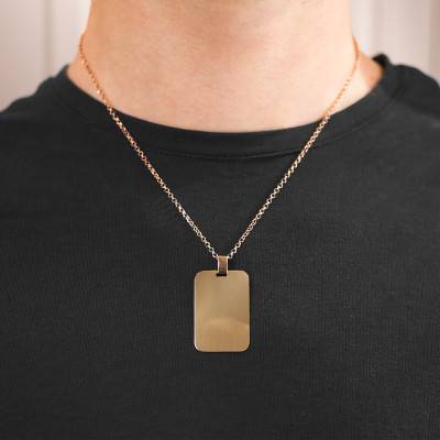 750 Yellow Gold Dog Tag Pendant, 22 x 33 mm - Lucas Lucor