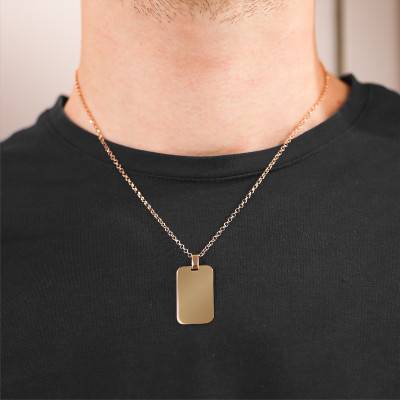 750/1000 Yellow Gold Rectangular Plate Pendant, 16 x 25 mm - Lucas Lucor