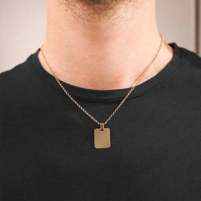 375/1000 Yellow Gold Rectangular Plate Pendant, 15 x 18 mm - Lucas Lucor