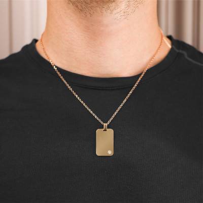 Pendentif Or Jaune 750 & diamant plaque - Lucas Lucor