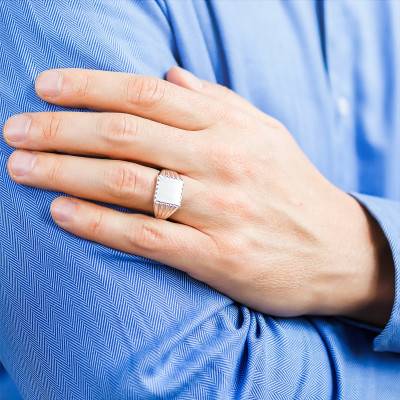 925 Silver Square Bezel Signet Ring, 11 x 11 mm - Imperium