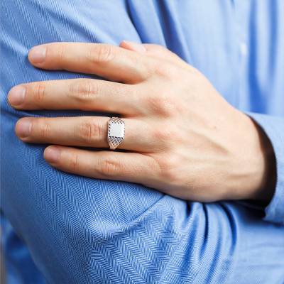 925 Silver Square Bezel Signet Ring, 10 x 10 mm - Imperium
