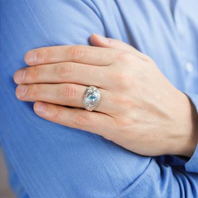 925 Silver & Topaz US Navy Signet Ring - Imperium
