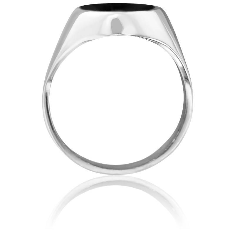 Chevalière En Argent 925 Rhodié Avec Onyx - Tailles T50 à T68, Marque Dolly-Bijoux, Unisexe