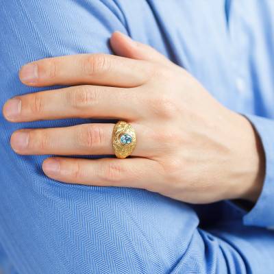 Yellow 750/1000 Gold & Topaz US Navy Signet Ring - Imperium