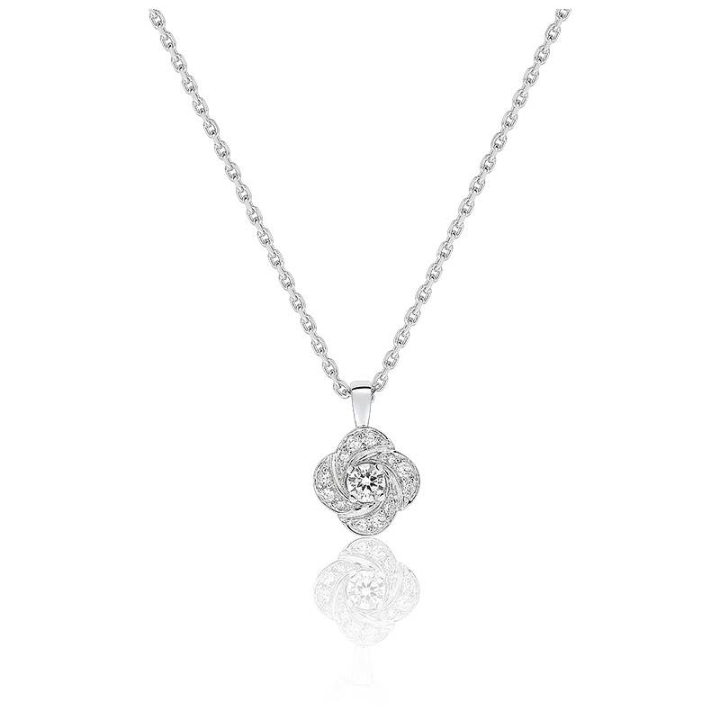 Collier fil nylon, diamant & Or Blanc 750 - Joelli - Ocarat