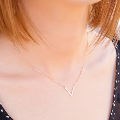 Yellow Gold-Plated V Necklace, Length 45 cm - Naïades