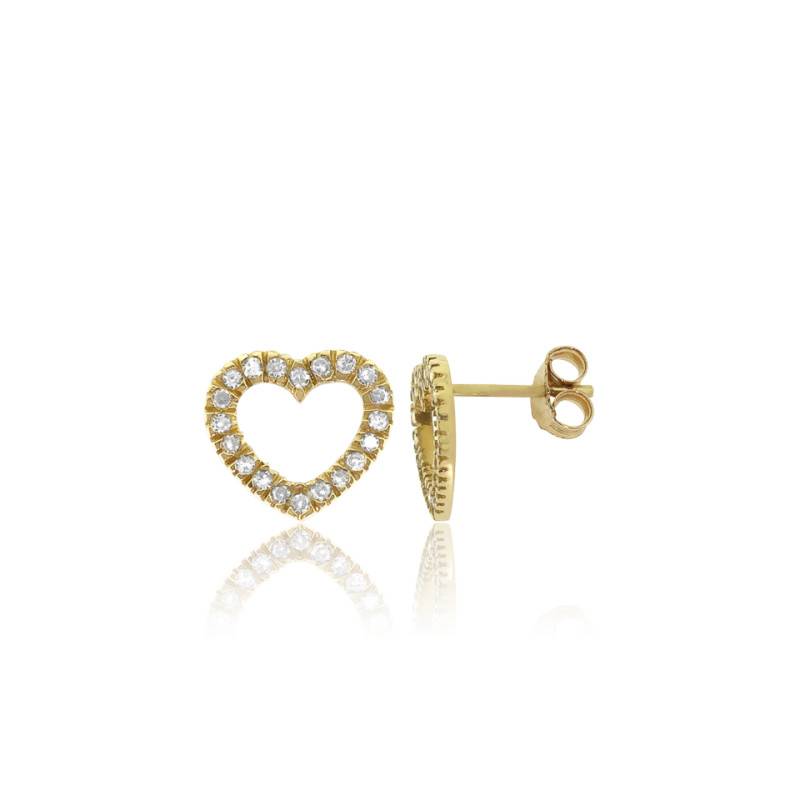 Boucles d'Oreilles Coeur Or Jaune 750 - 18 carats