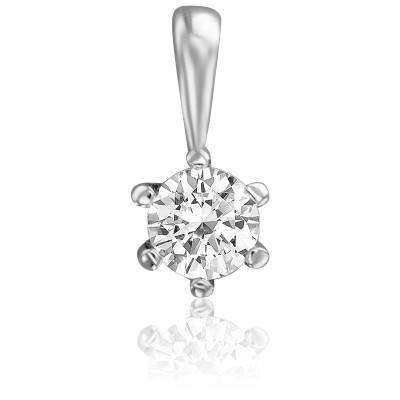 Pendentif solitaire rond brillant en or blanc 14 carats de 0,50 carat (ctw), Diamant Or blanc, Diamant