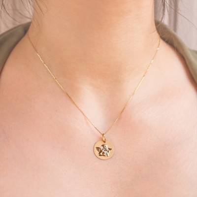 Médaille Ronde Ange de Raphaël Or Jaune 750, Diamètre 16 mm - Augis