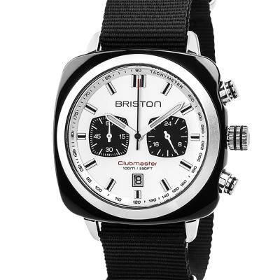 White Acetate Clubmaster Sport Chronograph Nato Watch - Briston