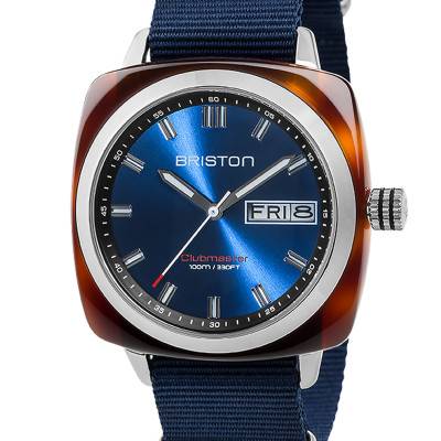 Clubmaster Sport Blue Acetate Nato Sunray Blue Dial Watch - Briston