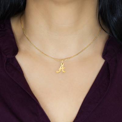 750 Yellow Gold Letter A Pendant - Argyor