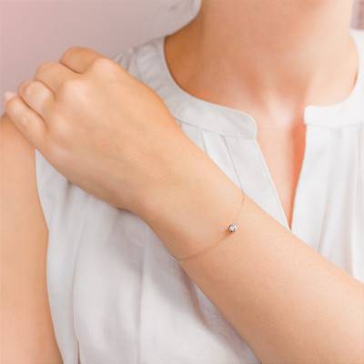 Bracelet Fil de Pêche Diamant & Or Blanc 750, Longueur 17 cm - Diamond Lady