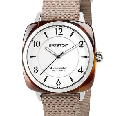 Montre Clubmaster Chic Acétate - HMS Cadran Blanc Lunette Argent - Briston