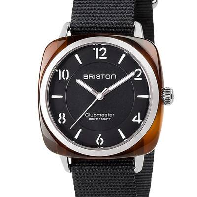 Montre Clubmaster Chic Acétate - HMS Cadran Noir Lunette Argent - Briston