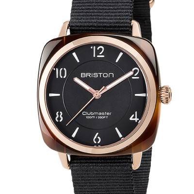 Clubmaster Chic Acetate Watch - HMS Black Dial Rose Gold Bezel - Briston