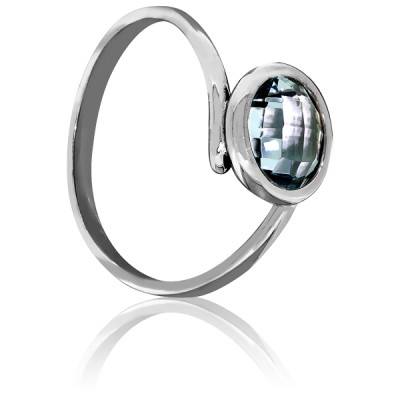 Bague Lune Bleue en Or Blanc 750 & Topaze - Les Valentines
