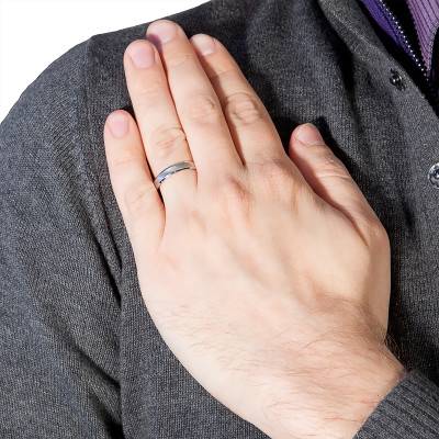 375 White Gold Standard Concave Cordoue Wedding Ring, Width 4 mm - Amore
