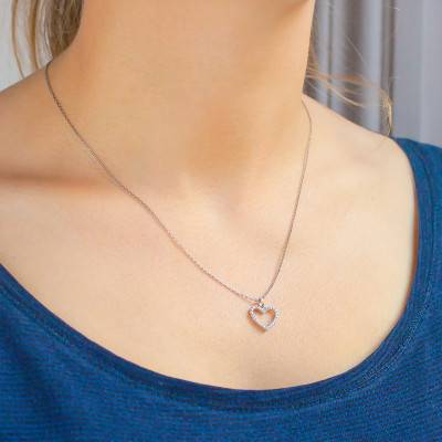 Pendentif Coeur Diamants & Or Blanc 750 - Juweel