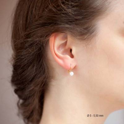 750/1000 Yellow Gold & Akoya Pearl Leverback Earrings - Porchet