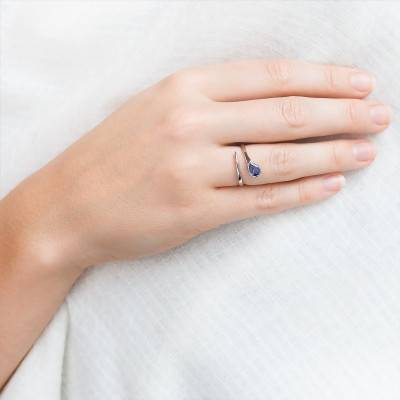 Bague Poire Or Blanc 750, Saphir 0,75 ct - Les Valentines