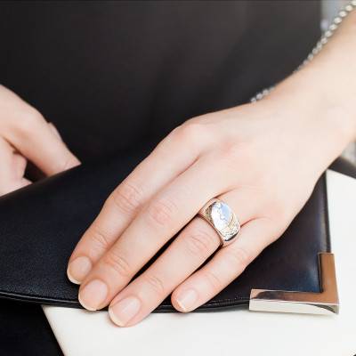 18K White Gold & Diamond Leo Constellation Ring - Ocarat