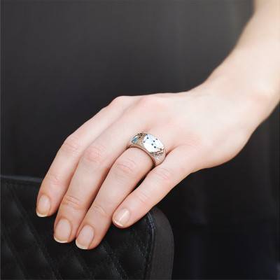 Bague Constellation du Bélier Diamants Noirs & Argent - Emanessence
