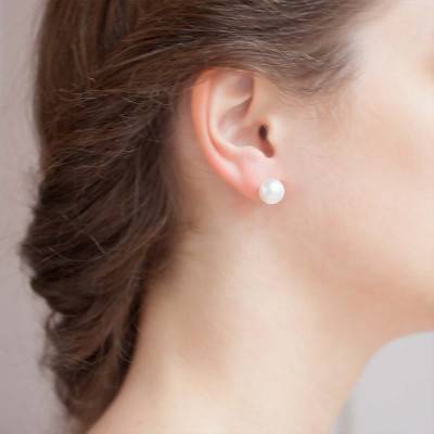 Puces d'oreilles perles d'Australie & Or Blanc 750 - Porchet