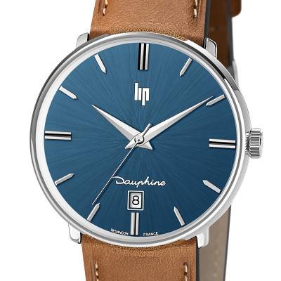 Montre Dauphine 38 mm Blue/Brown Leather 671429 - Lip