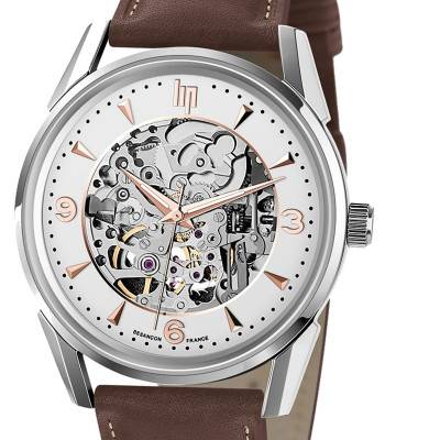 Himalaya 40mm Skeleton Watch Silver/Brown 671557 - Lip