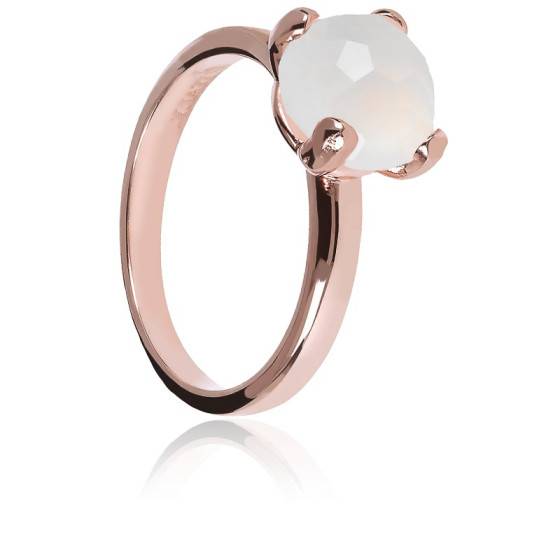 Bague Felicia Calcedoine Blanc Or rose Bronzallure Ocarat