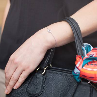 750/1000 White Gold Hand of Fatima Bracelet, Length 18.5 cm - Caterina B