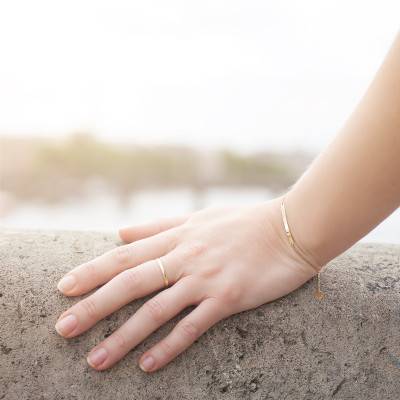 Classy 750/1000 Yellow Gold ID Bracelet, Length 18 cm, Width 0.55 mm - Caterina B