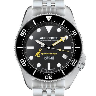 Stainless Steel Index Dial Spirotechnique 300M Watch Gift Box with Steel, NATO & Tropic Straps A9111 - Auricoste