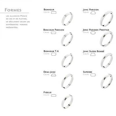 Alliance Demi-Jonc en Platine, Largeur 5 mm - Ponce