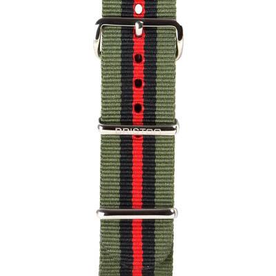 Khaki/Black/Red NATO Strap 280 mm - Briston