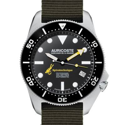 Coffret Spirotechnique 300M Acier Cadran Index Bracelet Nato et Tropic A9101 - Auricoste