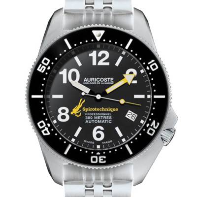Spirotechnique 300M Steel Arabic Dial Steel, NATO and Tropic Strap Watch Gift Set A9112 - Auricoste