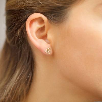 750/1000 Yellow Gold Triquetra Stud Earrings - Emanessence