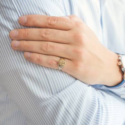 18K Yellow Gold Oval Twisted Signet Ring, 9 x 12 mm - Emanessence