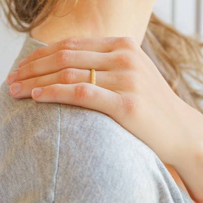 Diamanteka Half-Dome 750/1000 Yellow Gold Wedding Ring, Width 2.50 mm - Ponce
