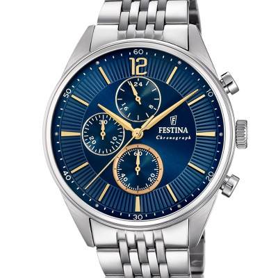Gold Midnight Blue Timeless Chronograph Watch F20285/3 - Festina