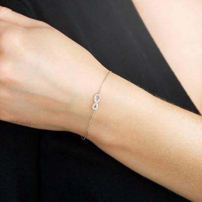 Bracelet Infini Diamants & Or Blanc 750, Longueur 18 cm - Joelli