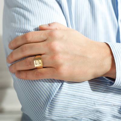 Yellow Gold 750 Signet Ring with Letters, 11.60 x 13 mm - Imperium