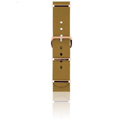 Bracelet Nato 18 mm Moutarde, Longueur 230mm, Boucle PVD or rose - Briston