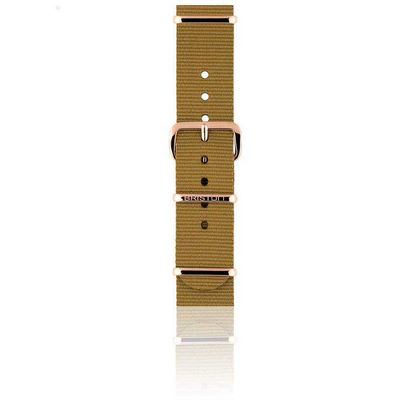 Mustard Rose Gold PVD Buckle NATO Strap 18 mm, 230mm - Briston - Briston