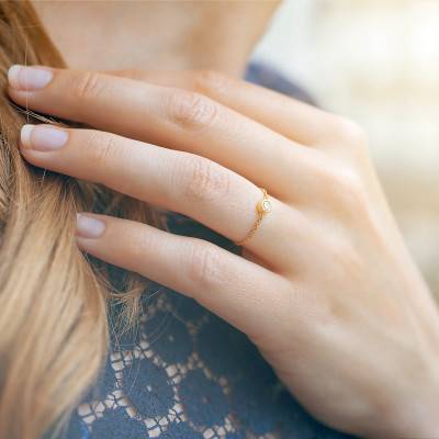 Bague Chaine, Or Jaune 750 & Diamant 0,05ct G/VS1 - Ocarat